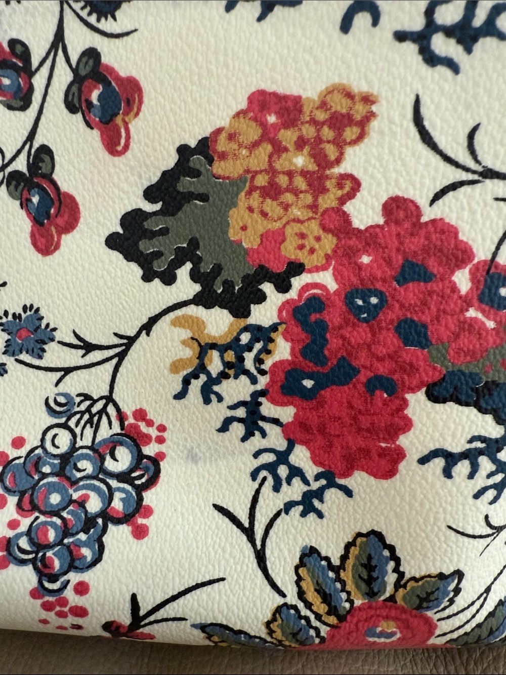 Tory Burch Floral Print Tote Bag with Navy Handles - Cream & Multicolor - Picture 3 of 15